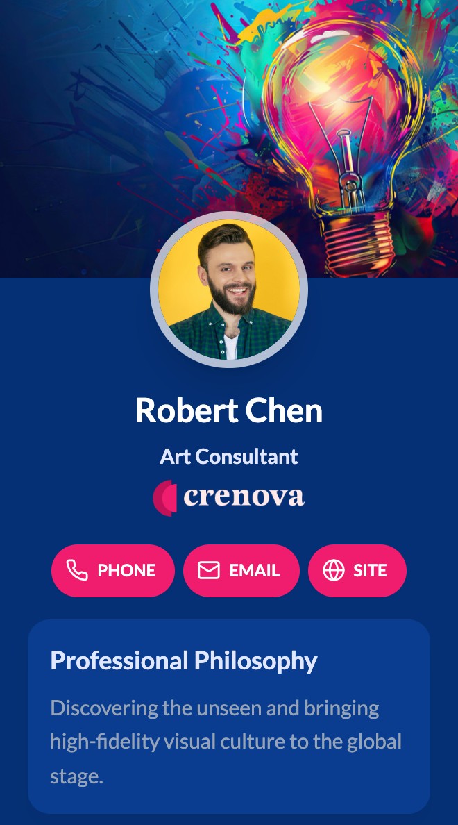 Digital business card preview