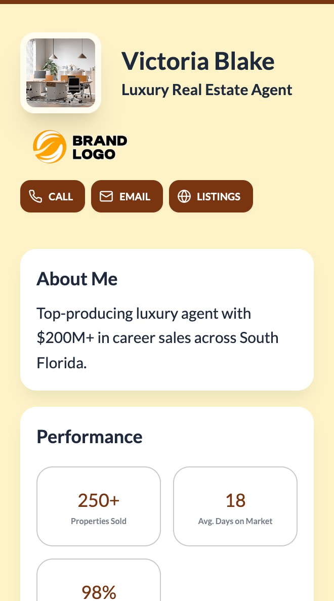Digital business card preview