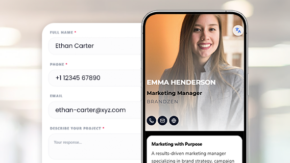 Digital business card with custom lead capture form fields